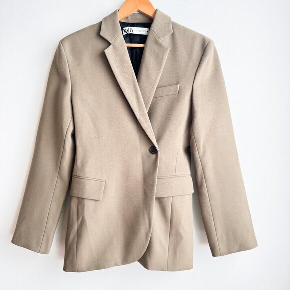 Zara Beige One Button Classic Blazer S - Picture 5 of 5